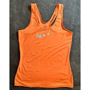 Nike Pro Pro Tank Top Womens Size M Orange Dri-FIT Racerback Reflective Logo